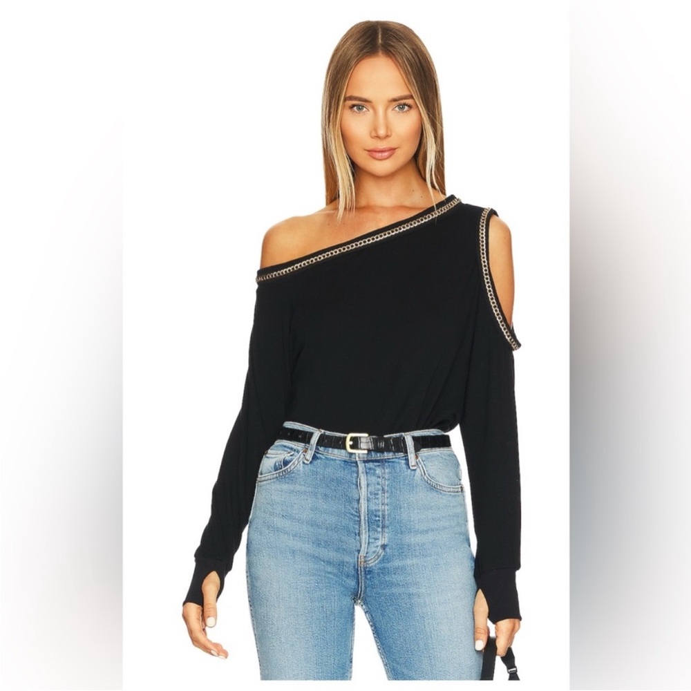 Michael Lauren Revolve Cold Shoulder Top Chain Detail Size Small